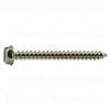 10 X 2       Slotted Hex Washer Sheet Metal Screw Stainless Steel 0