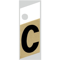 Slanted Aluminum Letter, 1", Character: C, Black/Gold 0