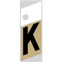Slanted Aluminum Letter, 1", Character: K, Black/Gold 0