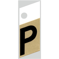 Slanted Aluminum Letter, 1", Character: P, Black/Gold 0