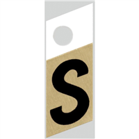 Slanted Aluminum Letter, 1", Character: S, Black/Gold 0