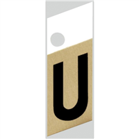Slanted Aluminum Letter, 1", Character: U, Black/Gold 0