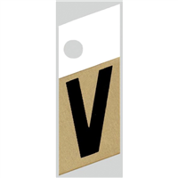 Slanted Aluminum Letter, 1", Character: V, Black/Gold 0