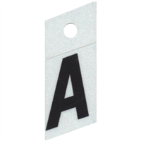 Slanted Reflective Letter, 1", Character: A, Black 0