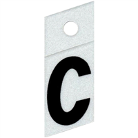 Slanted Reflective Letter, 1", Character: C, Black 0