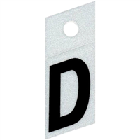 Slanted Reflective Letter, 1", Character: D, Black 0