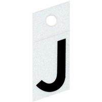 Slanted Reflective Letter, 1", Character: J, Black 0
