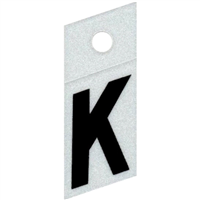 Slanted Reflective Letter, 1", Character: K, Black 0