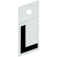 Slanted Reflective Letter, 1", Character: L, Black 0