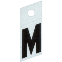 Slanted Reflective Letter, 1", Character: M, Black 0