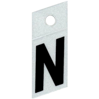 Slanted Reflective Letter, 1", Character: N, Black 0