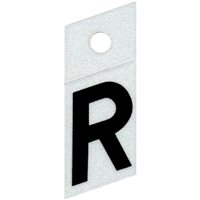Slanted Reflective Letter, 1", Character: R, Black 0