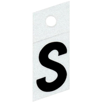 Slanted Reflective Letter, 1", Character: S, Black 0