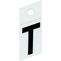 Slanted Reflective Letter, 1", Character: T, Black 0