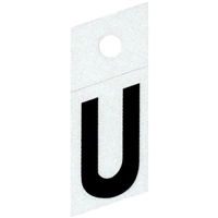 Slanted Reflective Letter, 1", Character: U, Black 0