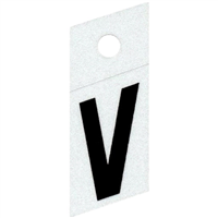 Slanted Reflective Letter, 1", Character: V, Black 0