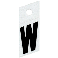 Slanted Reflective Letter, 1", Character: W, Black 0