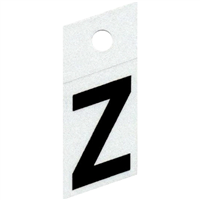 Slanted Reflective Letter, 1", Character: Z, Black 0