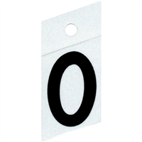 Slanted Reflective Number, 1-1/2", Character: 0, Black 0