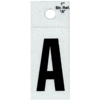 Straight Reflective Letter, 1", Character: A, Black 0