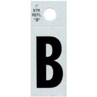Straight Reflective Letter, 1", Character: B, Black 0