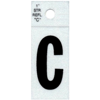 Straight Reflective Letter, 1", Character: C, Black 0