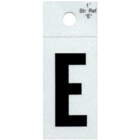 Straight Reflective Letter, 1", Character: E, Black 0