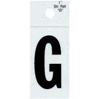 Straight Reflective Letter, 1", Character: G, Black 0
