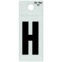 Straight Reflective Letter, 1", Character: H, Black 0