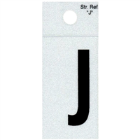 Straight Reflective Letter, 1", Character: J, Black 0