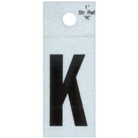 Straight Reflective Letter, 1", Character: K, Black 0