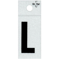 Straight Reflective Letter, 1", Character: L, Black 0