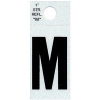 Straight Reflective Letter, 1", Character: M, Black 0