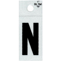 Straight Reflective Letter, 1", Character: N, Black 0