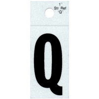 Straight Reflective Letter, 1", Character: Q, Black 0