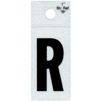 Straight Reflective Letter, 1", Character: R, Black 0
