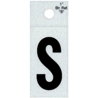 Straight Reflective Letter, 1", Character: S, Black 0