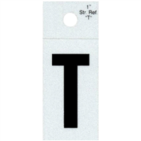 Straight Reflective Letter, 1", Character: T, Black 0