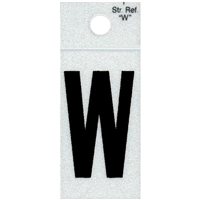 Straight Reflective Letter, 1", Character: W, Black 0