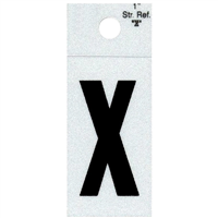 Straight Reflective Letter, 1", Character: X, Black 0