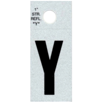 Straight Reflective Letter, 1", Character: Y, Black 0