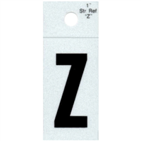 Straight Reflective Letter, 1", Character: Z, Black 0