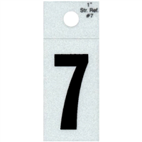 Straight Reflective Number, 1", Character: 7, Black 0