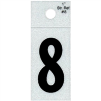Straight Reflective Number, 1", Character: 8, Black 0