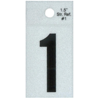 Straight Reflective Number, 1-1/2", Character: 1, Black 0