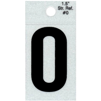 Straight Reflective Number, 1-1/2", Character: 0, Black 0