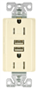Receptacle Duplex Tamper Resistant Light Almond 15Amp w/ Dual USB Chargers TR7755LA-K-L 0