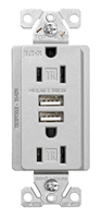 Receptacle Duplex Tamper Resistant Silver Granite 15Amp w/ Dual USB Chargers TR7755SG-K-L 0