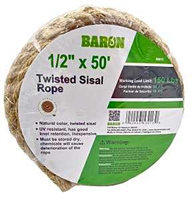 Rope Sisal 1/2"x 50' Roll BARON 53013 0
