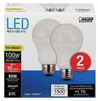 Bulb LED 100-Watt Daylight E26 Base 2 Pack Feit A1600/850/10KLED/ 0